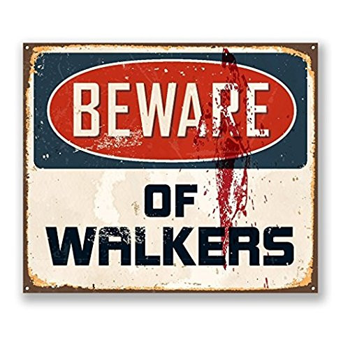 Beware of Walkers Sticker Decal Fun Sign Zombie Walking Dead - Sticker Graphic - Auto, Wall, Laptop, Cell, Truck Sticker for Windows, Cars, Trucks