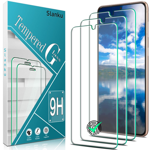 Slanku [3-PACK] Screen Protector For Samsung Galaxy S21 Plus 5G Tempered Glass, Support Fingerprint Reader, No-Bubbles, AntiScratch, Easy installation