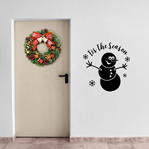 Vinyl Wall Art Decal - Tis The Season Snowman - 23" x 22" - Christmas Holiday Seasonal Decoration Sticker - Indoor Outdoor Home Office Wall Door Window Bedroom Workplace Decor Decals Vinyl Wall Art Decal - Tis The Season Snowman - 23" x 22" - Christmas Holiday Seasonal Decoration Sticker - Indoor Outdoor Home Office Wall Door Window Bedroom Workplace Decor Decals