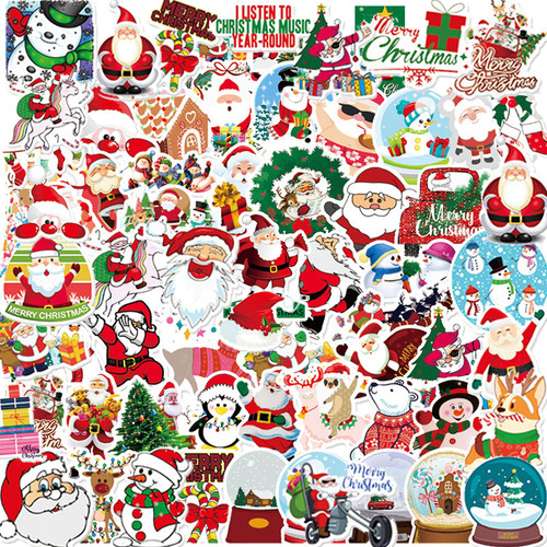 100 Pcs 2023 Christmas Stickers Christmas Decorations Vinyl Waterproof Santa Claus Stickers for Laptop Water Bottles Envelopes Gifts Tags Crafts Windows Snowboard, Holiday Stickers for Kids Teen