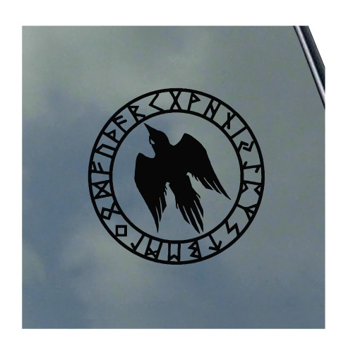 Crow Rune Protection Vinyl Sticker Decal Norse Asatru Odin Thor Raven
