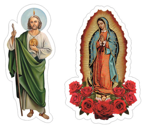 Set Virgin Mary Vinyl Sticker Roses (Choose Your Size) San Judas Tadeo Juditas Stickers (3 inch - Longer Side)