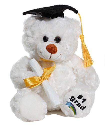 Calplush Fuzzy Cream White Graduation #1 Grad Bear Plush - 9"