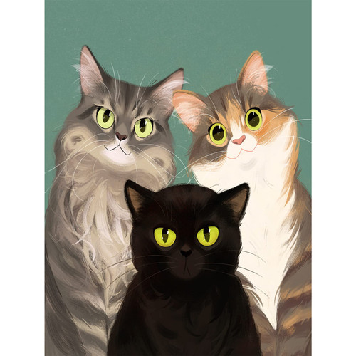 Lalord Diamond Painting Kits-Round Full Drill Diamond Painting Kits, 5D DIY Cats Diamond Painting by Number Kits Diamond Art Kits for Home Wall Decor 12x16 Inch