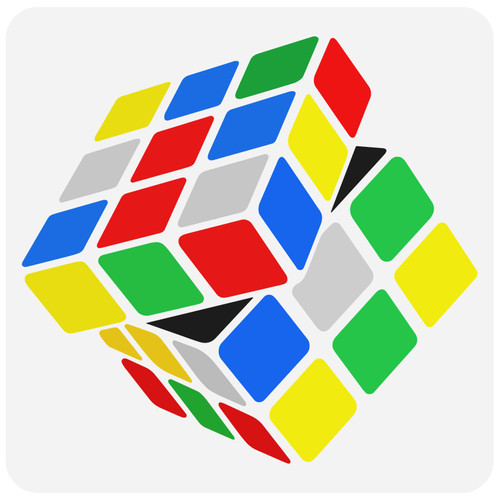 FINGERINSPIRE Magic Cube Stencil 11.8x11.8inch Large Square Painting Stencil Plastic PET Drawing Stencil Rotational Magic Cube Template Hollow Out Stencil Washable Stencil for Wall Door Decor