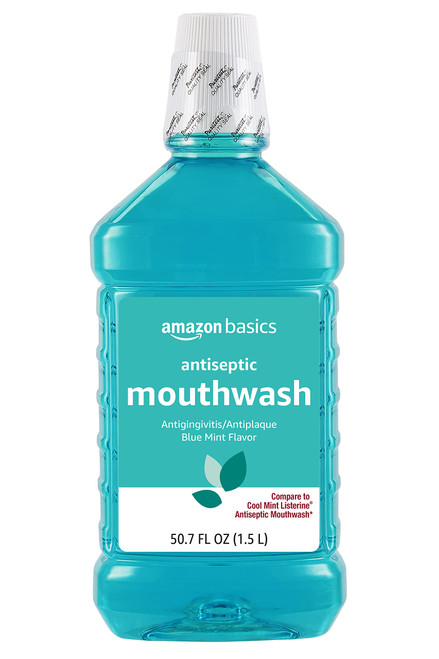 Amazon Basics Antiseptic Mouthwash, Blue Mint, 1.5 Liters, 50.7 Fluid Ounces, 1-Pack (Previously Solimo)