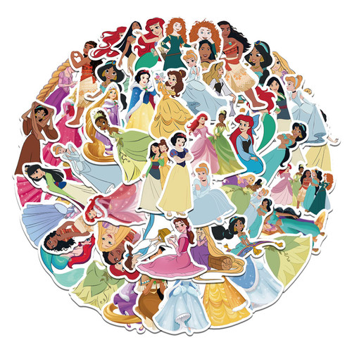 50Pcs Princess Themes Waterproof Stickers for Water Bottle Cup Laptop Bike Skateboard Luggage Box Vinyl Graffiti Patches BRJHSL