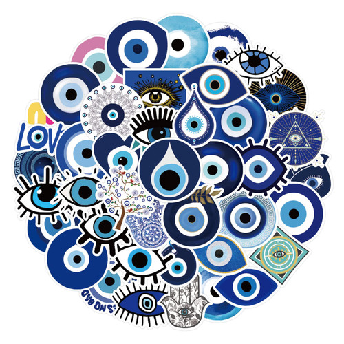 50pcs Evil Eyes Cute Stickers Decals for Water Bottles Phone Skateboard Laptop Car Bike Bumper Luggage Guitar Notebook