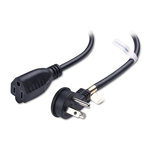 Cable Matters 2-Pack Low Profile Right Angle Power Extension Cord (Power Extension Cable) 10 Feet (NEMA 5-15P to NEMA 5-15R)