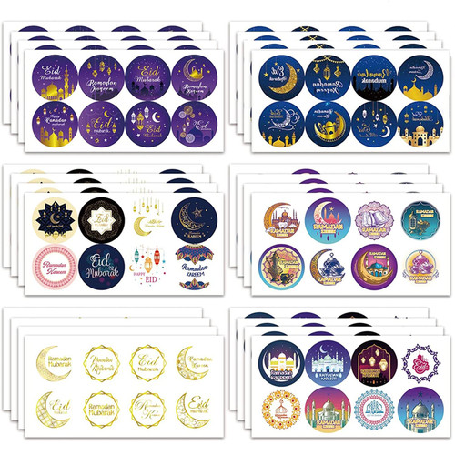 192 Pieces Eid Mubarak Stickers,Ramadan Kareem Stickers Islamic Muslim Gift Labels Tag Stickers for Eid Party Decorations Ramadan Party Supplies