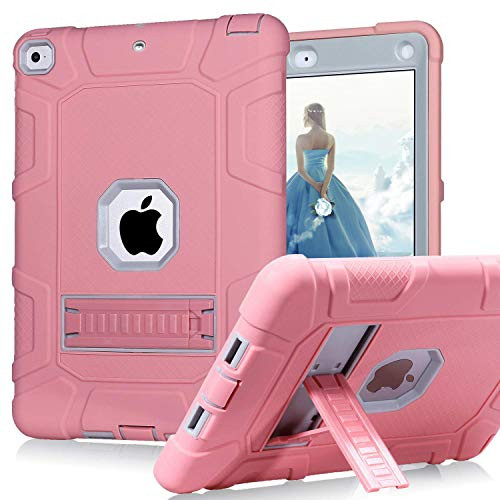 CreaDream Case for iPad 9.7 2018/2017, 3 in 1 Shockproof Protective Case with Kickstand for New iPad 9.7 Inch A1893/A1954/A1822/A1823 (Pink)