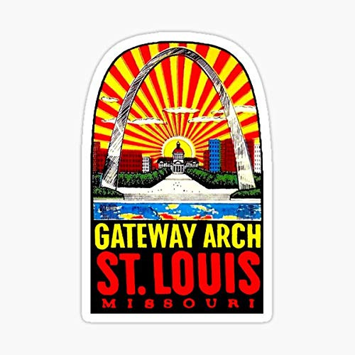 Gateway Arch St Louis Vintage Travel Decal Sticker - Sticker Graphic - Auto, Wall, Laptop, Cell, Truck Sticker for Windows, Cars, Trucks