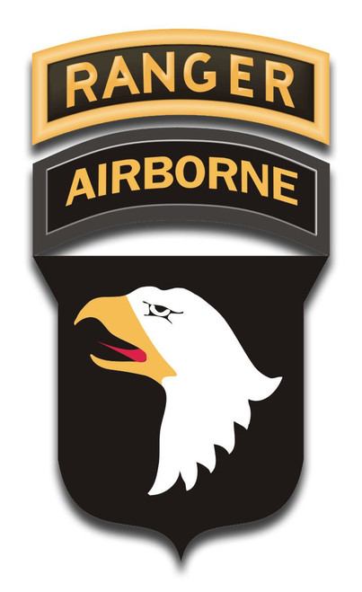 Military Vet Shop US Army 101st Airborne Ranger Tabs Window Bumper Sticker Decal 3.8"