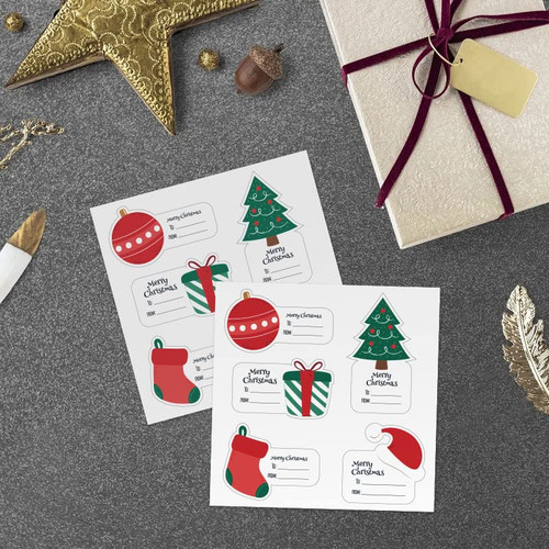 ZJSXINDI Christmas Tags Self Adhesive Sticker,Xmas Name Tags Christmas Presents Labels for Gifts,Cute Christmas Presents Labels (10 Sheets 50pcs)