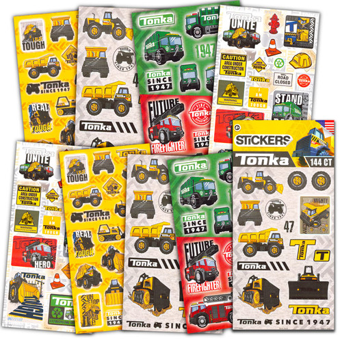 Tonka Stickers for Kids Party Bags ~ 140+ Tonka Truck Stickers for Trucks Toys Made in USA (8 Sheets Construction Tonka Truck Party Favors)