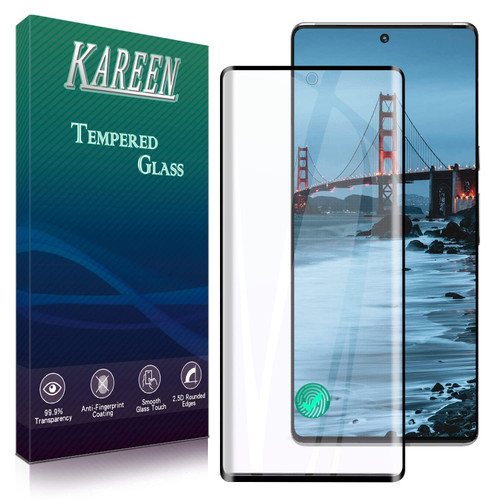 KAREEN Screen Protector for Google Pixel 6 Pro 5G Tempered Glass, Supports Fingerprint Reader, Anti Scratch, Bubble Free, 3D Curved (black)