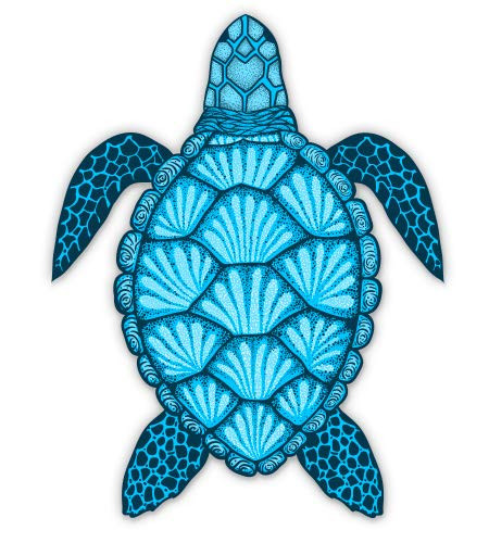GT Graphics Blue Sea Turtle - 3" Vinyl Sticker - for Car Laptop I-Pad Phone Helmet Hard Hat - Waterproof Decal
