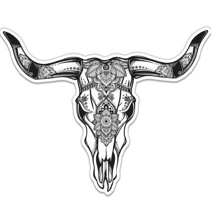 Bull Skull Mandala - 3" Vinyl Sticker - for Car Laptop I-Pad Phone Helmet Hard Hat - Waterproof Decal