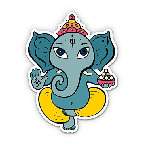 Indian Ganesh Elephant Cute - 3" Vinyl Sticker - for Car Laptop Water Bottle Phone - Waterproof Decal