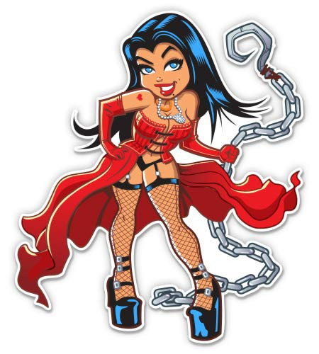 Sexy Goth Girl with Handcuffs - 3" Vinyl Sticker - for Car Laptop Water Bottle Phone - Waterproof Decal