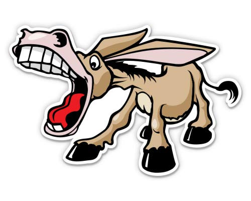 Braying Donkey - 3" Vinyl Sticker - for Car Laptop Water Bottle Phone - Waterproof Decal