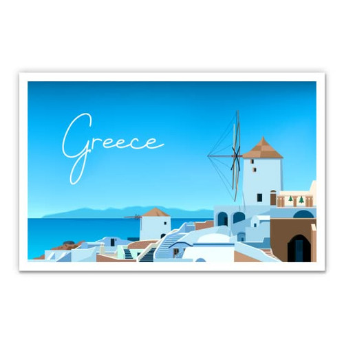 Greece Pretty Scenic Island - 3" Vinyl Sticker - for Car Laptop Water Bottle Phone - Waterproof Decal
