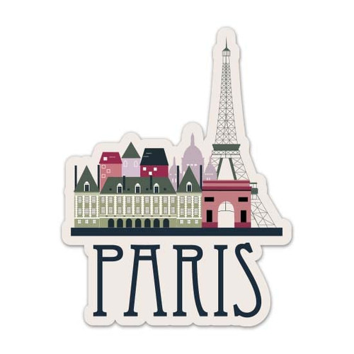 Paris France - 3" Vinyl Sticker - for Car Laptop Water Bottle Phone - Waterproof Decal
