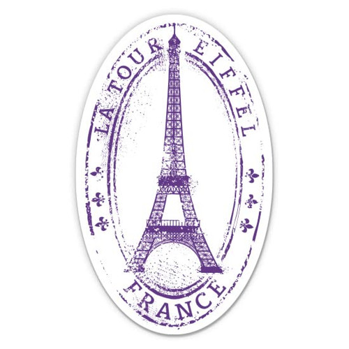La Tour Eiffel Paris France Travel Stamp - 3" Vinyl Sticker - for Car Laptop Water Bottle Phone - Waterproof Decal