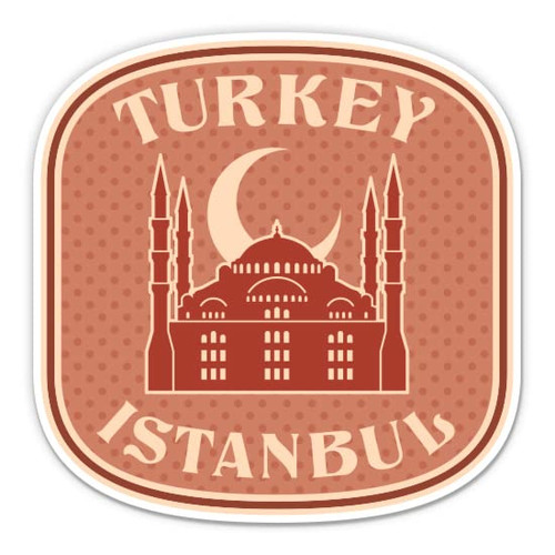 Turkey Istanbul Travel Stamp - 3" Vinyl Sticker - for Car Laptop Water Bottle Phone - Waterproof Decal