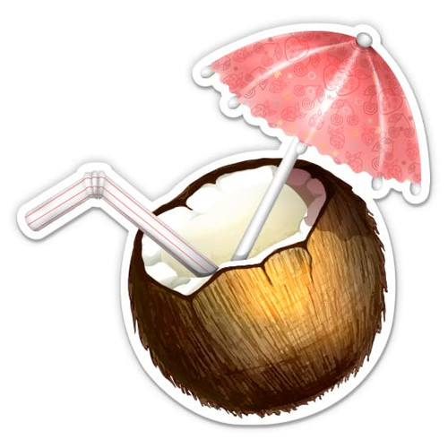 GT Graphics Express Tropical Drink Coconut Cocktail-3'' Vinyl Sticker-for Car Laptop Water Bottle Phone-Waterproof Decal