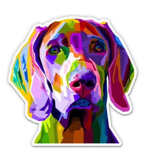 Weimaraner Pop Art Geometric - 3" Vinyl Sticker - for Car Laptop Water Bottle Phone - Waterproof Decal