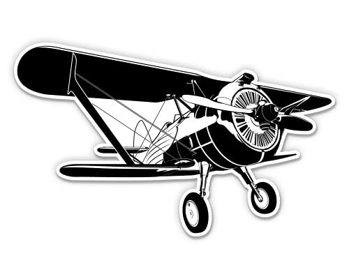 Vintage Airplane Biplane - 3" Vinyl Sticker - for Car Laptop Water Bottle Phone - Waterproof Decal