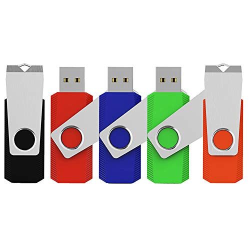 JUANWE 5 Pack 16GB USB Flash Drive USB 2.0 Swivel Thumb Drive Jump Drive Memory Stick Pen Drive - Black/Red/Blue/Green/Orange (16GB, 5 Mixed Color) JUANWE 5 Pack 16GB USB Flash Drive USB 2.0 Swivel Thumb Drive Jump Drive Memory Stick Pen Drive - Black/Red/Blue/Green/Orange (16GB, 5 Mixed Color)