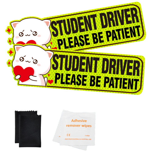 Student Driver Please Be Patient Sticker Decal Safety Signs for New Driver Sticker for Car?Reflective Student Driver Sticker for Car?Student Driver Signs For Car