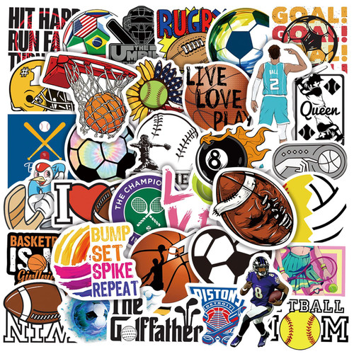 Sports Stickers for Water Bottles, 50PCS Vinyl Waterproof Mixed Softball, Baseball, Soccer, Basketball, Football, Volleyball Stickers for Laptop Bumper Skateboard Computer Phone for Kids Boys Adults Sports Stickers for Water Bottles, 50PCS Vinyl Waterproof Mixed Softball, Baseball, Soccer, Basketball, Football, Volleyball Stickers for Laptop Bumper Skateboard Computer Phone for Kids Boys Adults