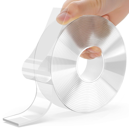 CreGear Double Sided Tape Heavy Duty, 1.18"x198inch(16.5 FT) Extra Large Nano Adhesive Tape, Clear Mounting Tape Strong Adhesive Strips, Multipurpose Wall Hanging Tape Sticky Carpet Photo Frame Poster