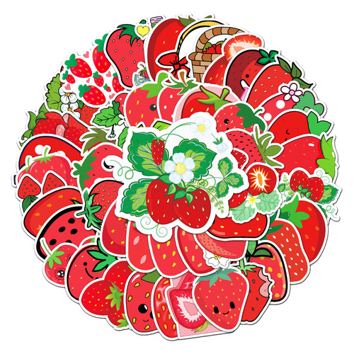 50 PCS Strawberry Stickers for Teens Adults Boys Girls Kids,Skateboard Laptop Water Bottle Stickers Vinyl Waterproof Stickers Computer,Phone,SuitcaseKawaii Strawberry Aesthetic Stickers