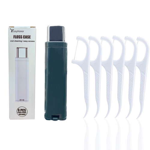 EasyHonor Floss Picks Dispenser, Dental Floss Picks Case, with 6 Counts Dental Flossers Sticks,Teeth Flossers Picks for Teeth Cleaning.(Green) EasyHonor Floss Picks Dispenser, Dental Floss Picks Case, with 6 Counts Dental Flossers Sticks,Teeth Flossers Picks for Teeth Cleaning.(Green)