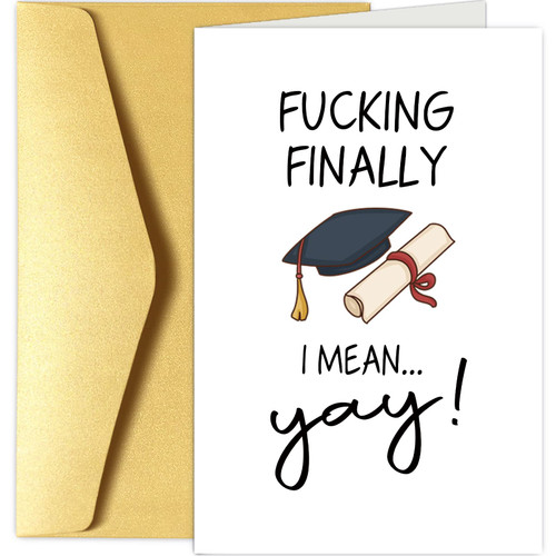 Chenive Funny Graduation Greeting Card, Congrats on Graduation Card, Grad Card for Him Her, Fucking Finally I Mean Yay Chenive Funny Graduation Greeting Card, Congrats on Graduation Card, Grad Card for Him Her, Fucking Finally I Mean Yay