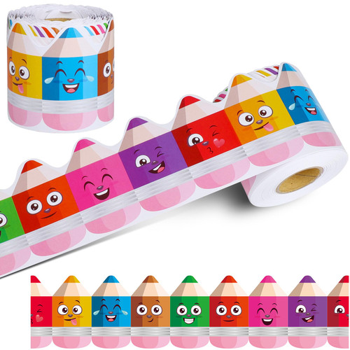 Liengoron 65.6FT Bulletin Board Border Pencil Bulletin Board Borders Color Pencils Border Trim Sticker Pencil Classroom Decor Classroom Borders Stickers and Trim Back to School Bulletin Board