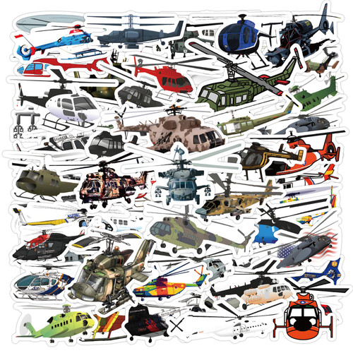 50Pcs Helicopter Stickers for Teens Kids Boys Girls,Gift Stickers Pack for Laptop Skateboard Luggage Car Bike Cup Computer Water Bottle Decor,Airplane Aircraft Vinyl Waterproof Sticker Decals
