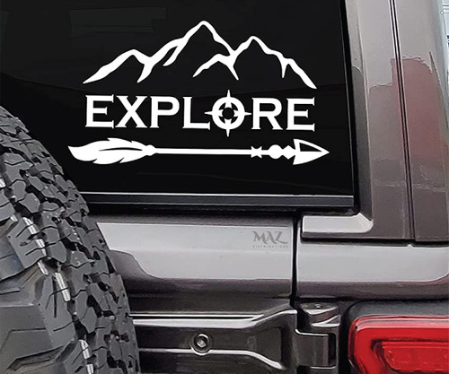 MAZ Distributions Explore Adventure Arrow Vinyl Sticker for Smooth Surface | Vinyl Decal Stickers for Cars, Trucks, Vans, Laptops, and Cups | 7x4 Inches Maz-428
