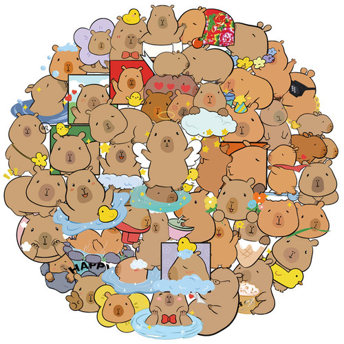 Cute Animal Capybara Stickers, 50PCS Waterproof Vinyl Stickers for Water Bottles, Notebooks, Laptops, Phone Cases, Decorative Gifts for Teen Girls Kids