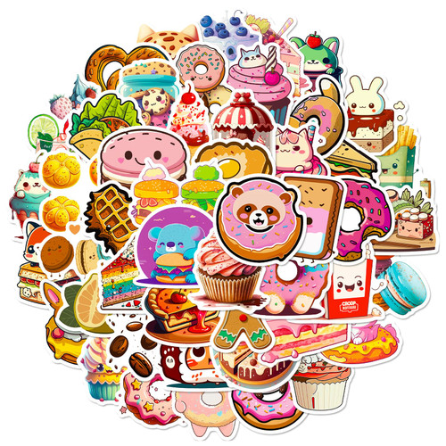 Animal Gourmet Donut Stickers for Kids, 50PCS Waterproof Vinyl Stickers for Water Bottles, Notebooks, Laptops, Phone Cases, Decorative Gifts for Teen Girls