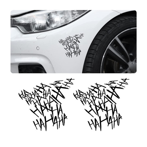 Moioee 2PCS Joker Haha Car Windshield Stickers, Serious Evil Auto Body Window Bumper Laptop Cooler Cup Decals, PET Personalized Vehicle Decorations, 8'' Universal for Boats Trucks Motorcycles (Black)