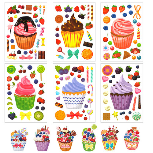 Cupcake Make A Face Stickers- 24 Sheets Cupcakes Ice Cream Make Yours Own Stickers, Cake Colorful DIY Mix and Match Dessert Cookie Treats and Sweets Stickers Decorating Decals Party Favors for Kids Cupcake Make A Face Stickers- 24 Sheets Cupcakes Ice Cream Make Yours Own Stickers, Cake Colorful DIY Mix and Match Dessert Cookie Treats and Sweets Stickers Decorating Decals Party Favors for Kids