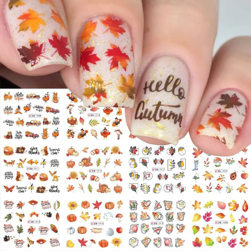 Fall Leaf Nail Art Stickers, LPOODDNU Maple Leaf Nail Decals Autumn Nail Art Supplies Cute Maple Leaves Turkeys Squirrels Pumpkins Water Decals for Women Thanksgiving Day Nail Art Decorations Fall Leaf Nail Art Stickers, LPOODDNU Maple Leaf Nail Decals Autumn Nail Art Supplies Cute Maple Leaves Turkeys Squirrels Pumpkins Water Decals for Women Thanksgiving Day Nail Art Decorations
