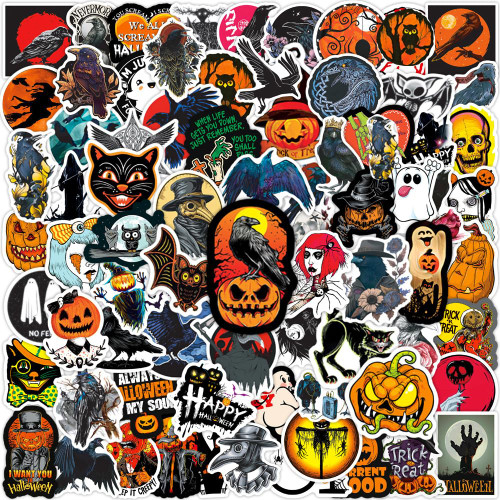 100Pcs Horror Halloween Stickers, Waterproof Horror Movie Stickers Pumpkin Stickers Witch Stickers for Water Bottle Laptop Phone Skateboard, Funny Party Stickers Decals for Kids Teens Adults (Halloween Horror)