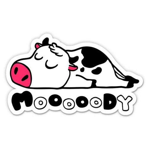 Moody Cow Sticker - 5" Laptop Sticker - Waterproof Vinyl for Car, Phone, Water Bottle - Funny Cow Decal