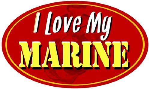 INDIGOS UG Sticker - Decal - JDM - Die Cut - I Love My Marine Bumper Sticker Heart Oval Car Decal 139mmX76mm